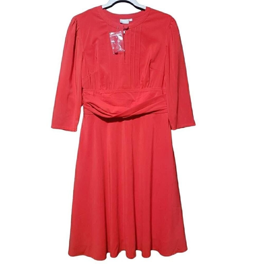 eShakti Red Dress Size M Holiday Classic Romantic Stretch‎ Elegant Skater Glam